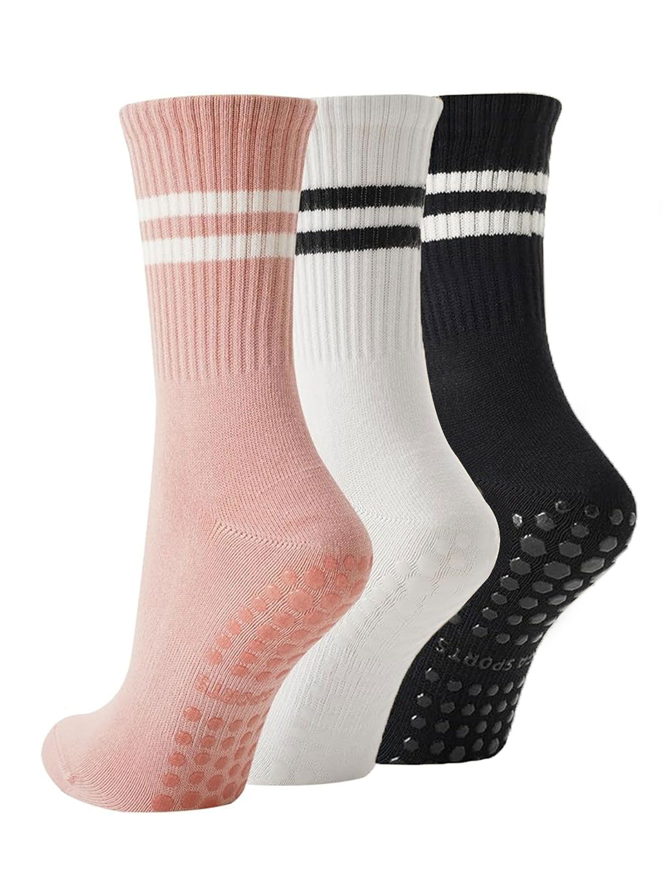 Speed Skipping Rope - 3 Paar Yoga-Socken, rutschfeste, professionelle Damen-Pilates-Socken,