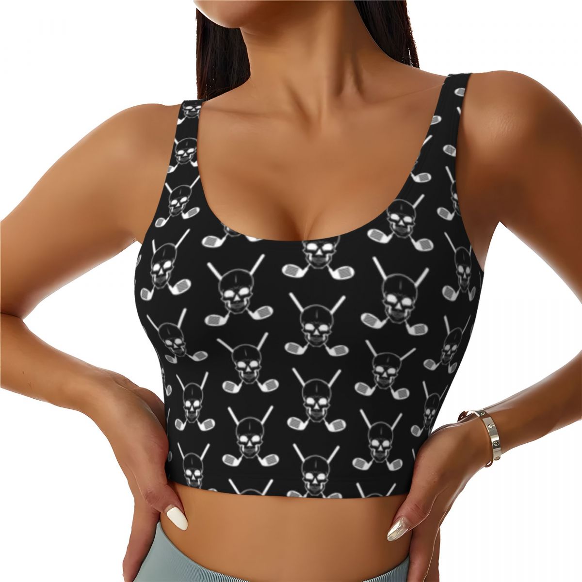 Yoga Fitness Club - Gepolstertes Yoga-Top Golf Clubs With Skull