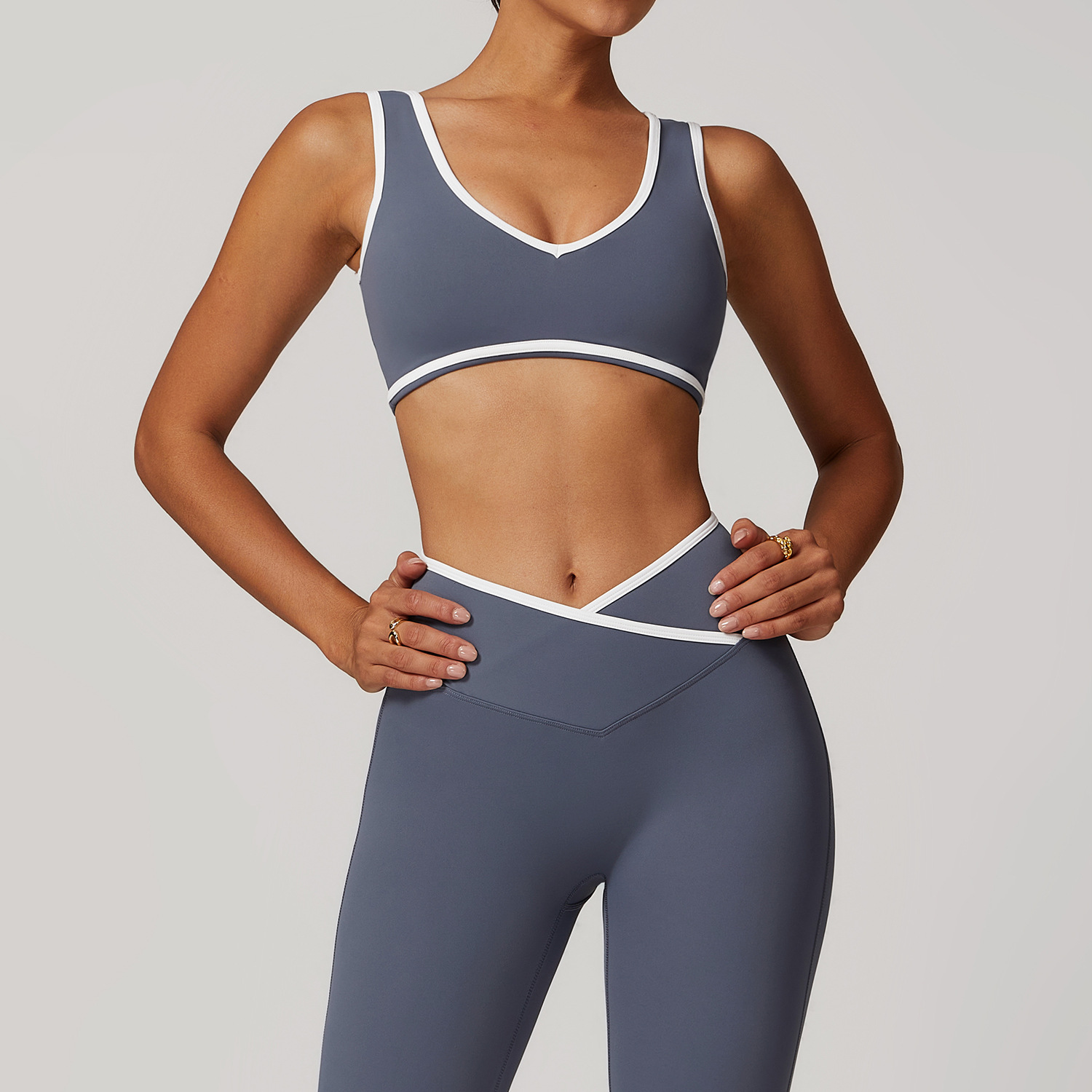 Yoga Và Fitness - V-Ausschnitt Sport-BH Damen Top Push-Up Sportunterwäsche