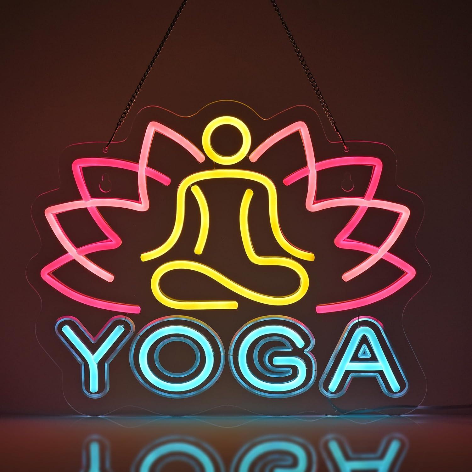 Yoga Fitness Club - Yoga-Neonschild, Neonlichter, Hängende Wandkunst-Dekoration für Zuhause,