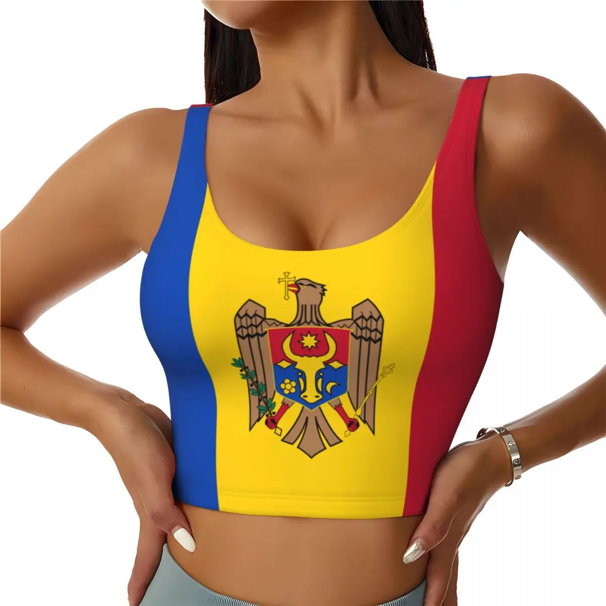 Yoga Và Fitness - Moldawien Flagge Basic Tops Frauen Samba