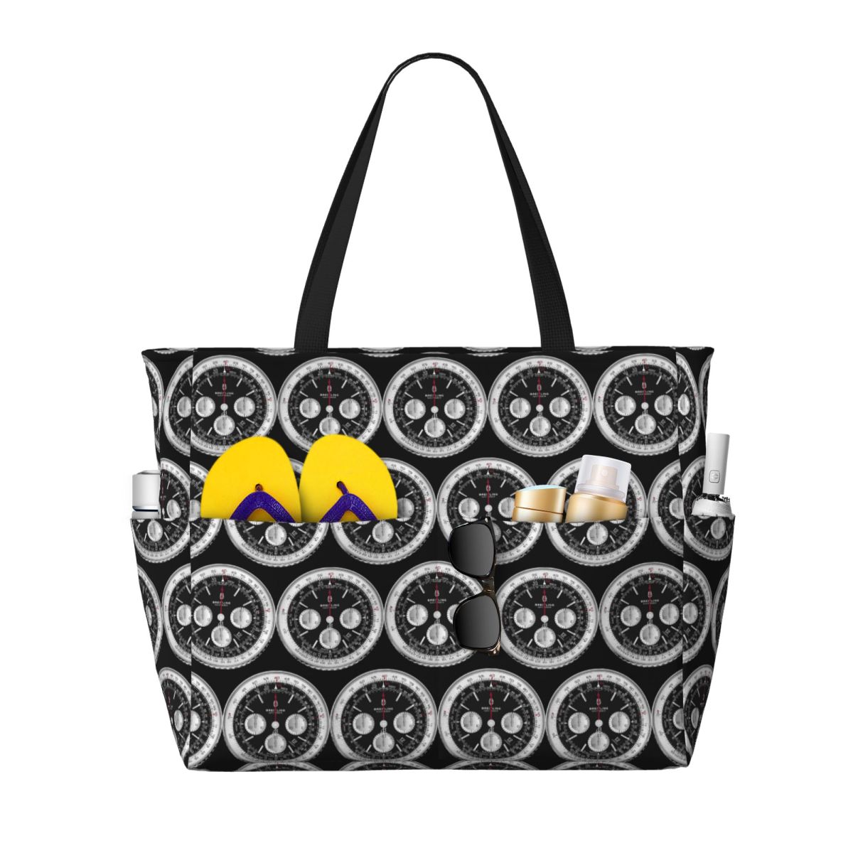 Yoga Fitness Watch - Schwarze Luxus-Strandtasche mit Zifferblatt, Sport, Fitnessstudio,