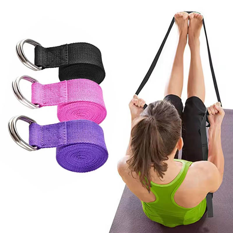 Yoga Fitness Ring - 183*3,8cm Baumwoll-Yoga-Gurt mit verstellbarer D-Ring-Schnalle, Yoga-Gürtel
