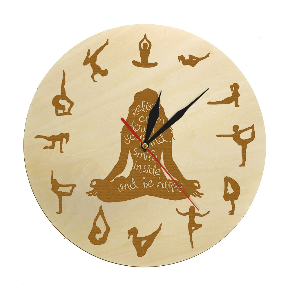 Yoga Fitness Watch - Yoga Pose Holz Wanduhr Fitness Wohnkultur