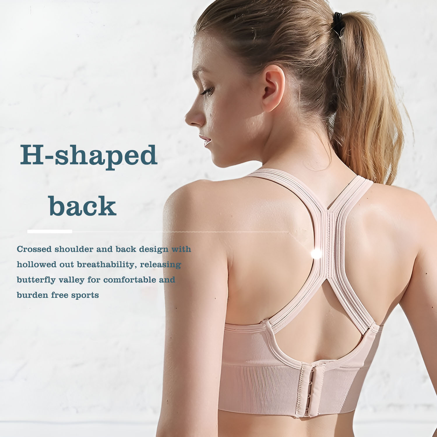 Yoga Fitness Ring - Damen-Sport-BH mit überkreuzten Trägern, verstellbarer Hakenverschluss,