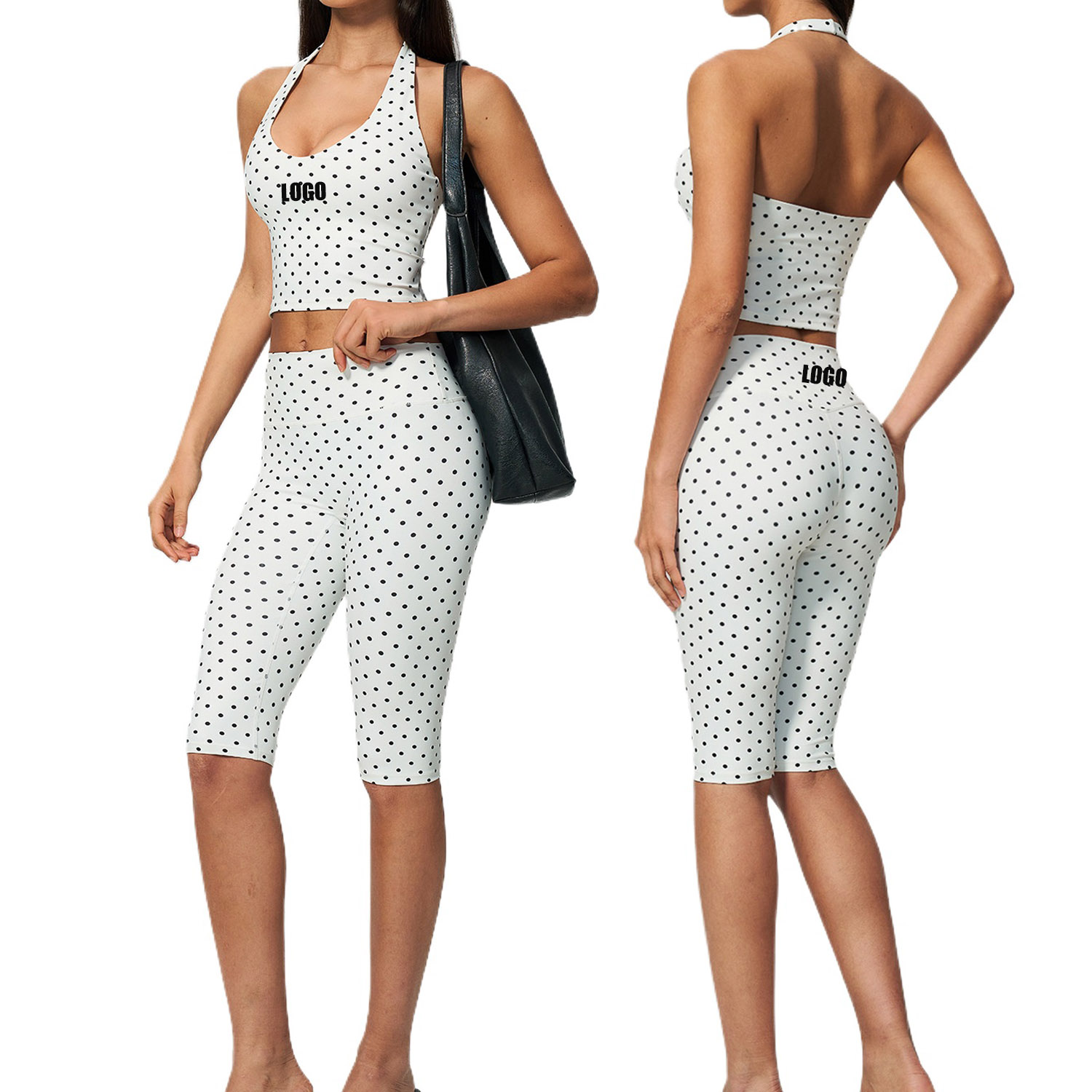 Yoga Và Fitness - Benutzerdefiniertes LOGO Damen-Yoga-Kleidung Set mit Polka-Dot-Print,