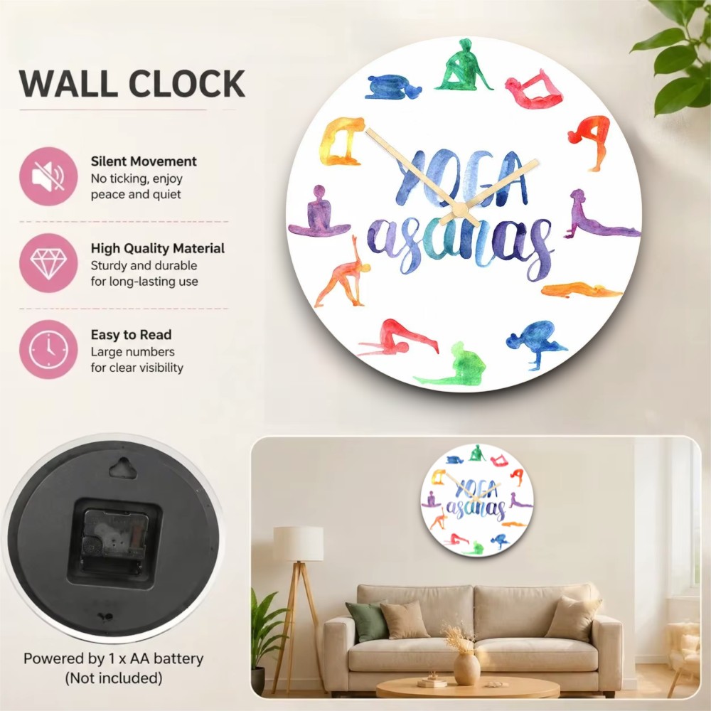 Aquarell-Yoga-Asanas-Wanduhr,  – Yoga Fitness Watch Bewertung und Preis