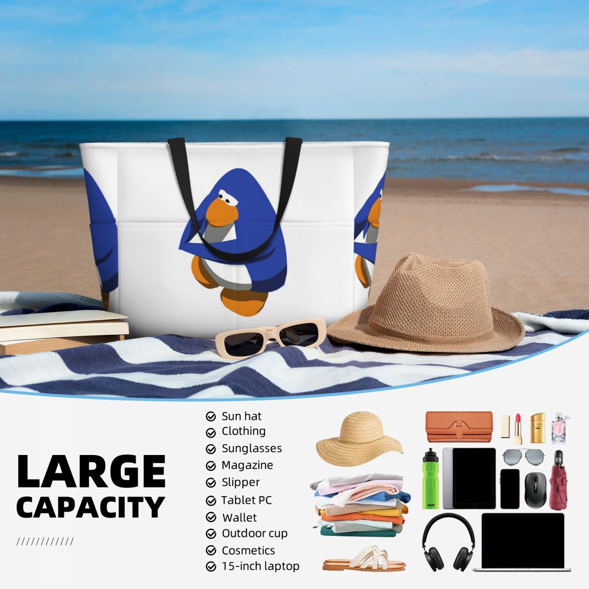 Club Penguin BOI Strandtasche  – Yoga Fitness Club Bewertung und Preis
