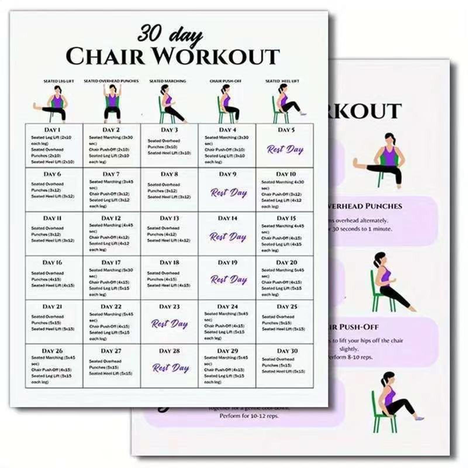 6 Stück 30-Tage-Stuhlübungspla – Yoga Fitness Wallpaper Bewertung und Preis
