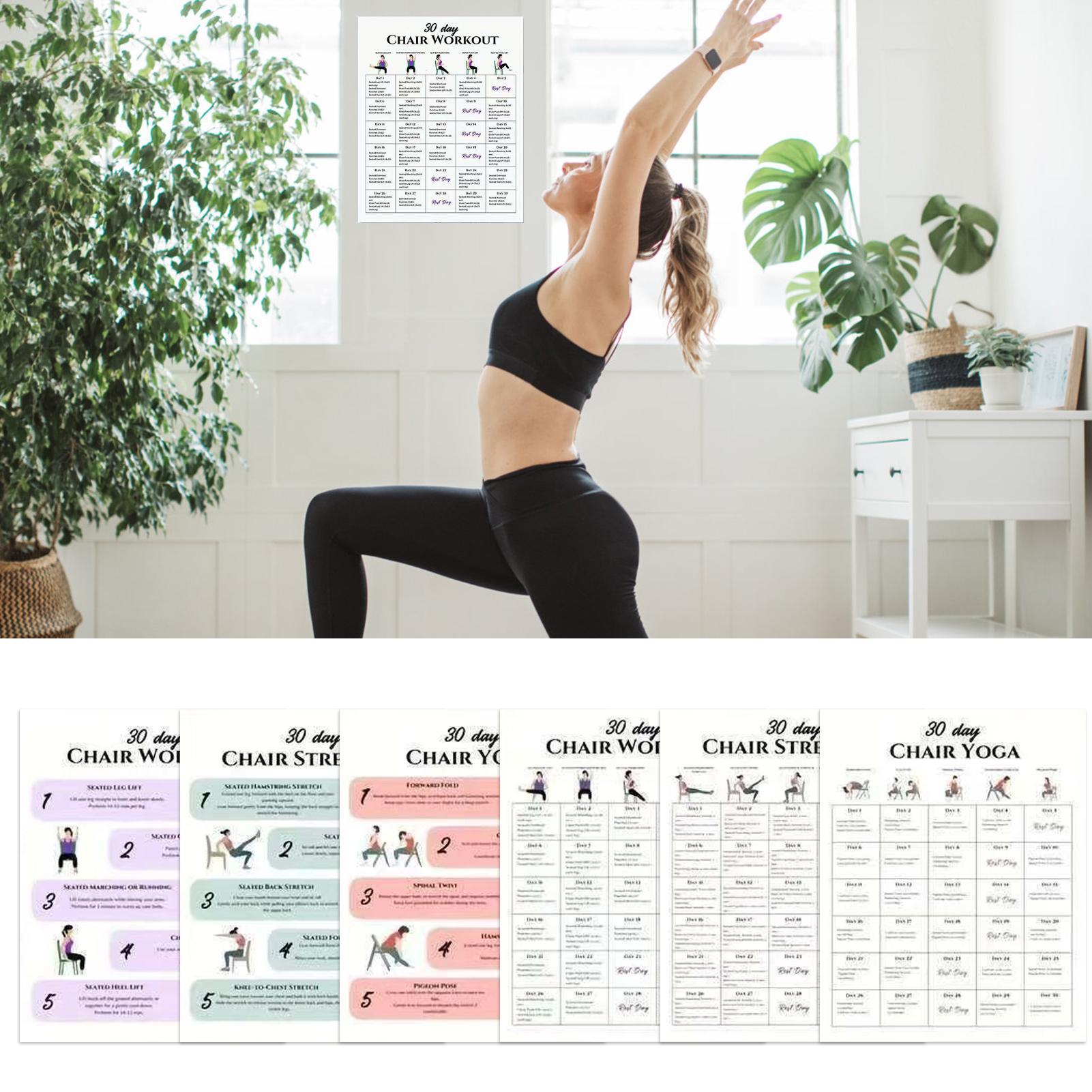 6 Stück 30-Tage-Stuhlübungspla – Yoga Fitness Wallpaper Bewertung und Preis
